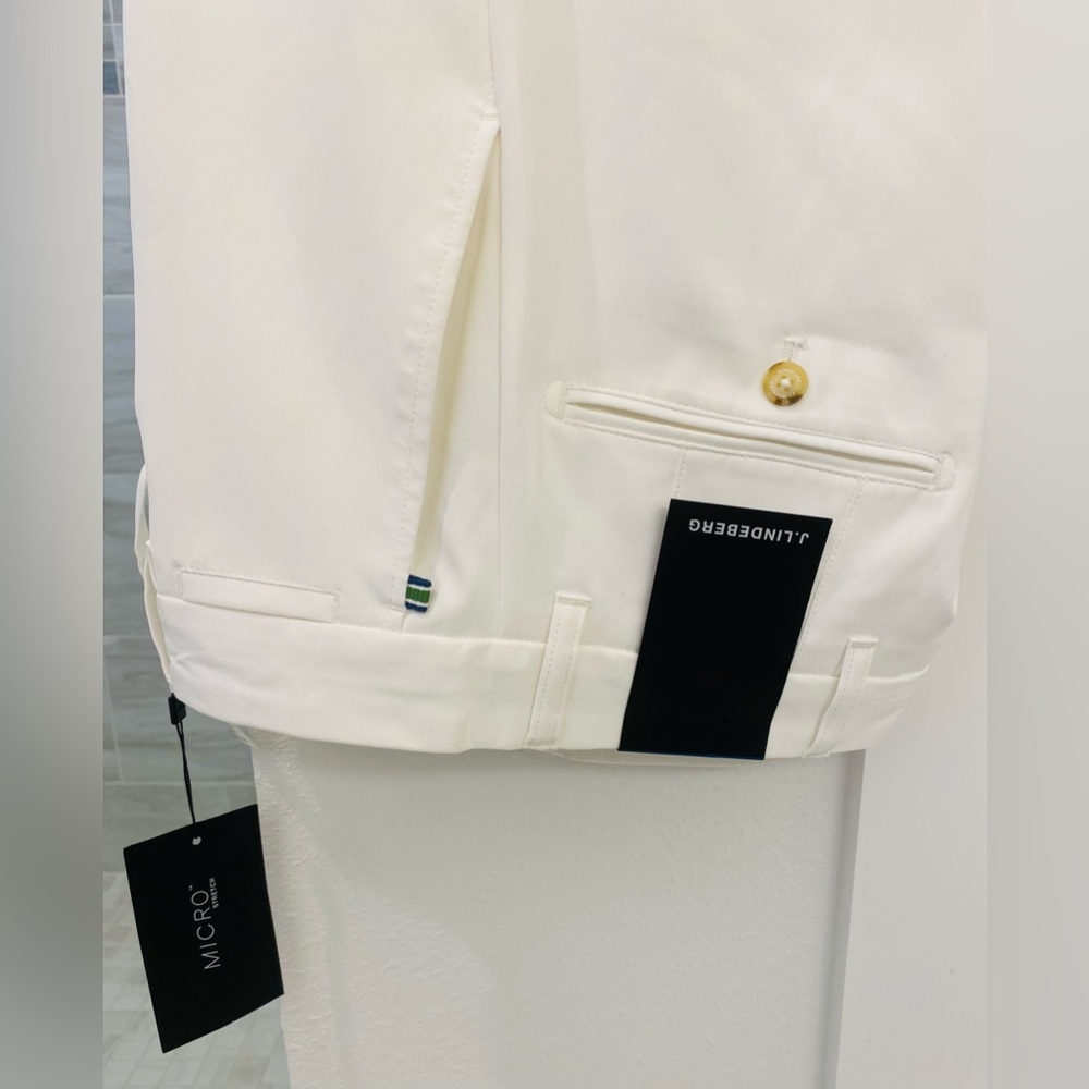 J.LINDEBERG Men’s Micros Elegant White pants with Gold Accent